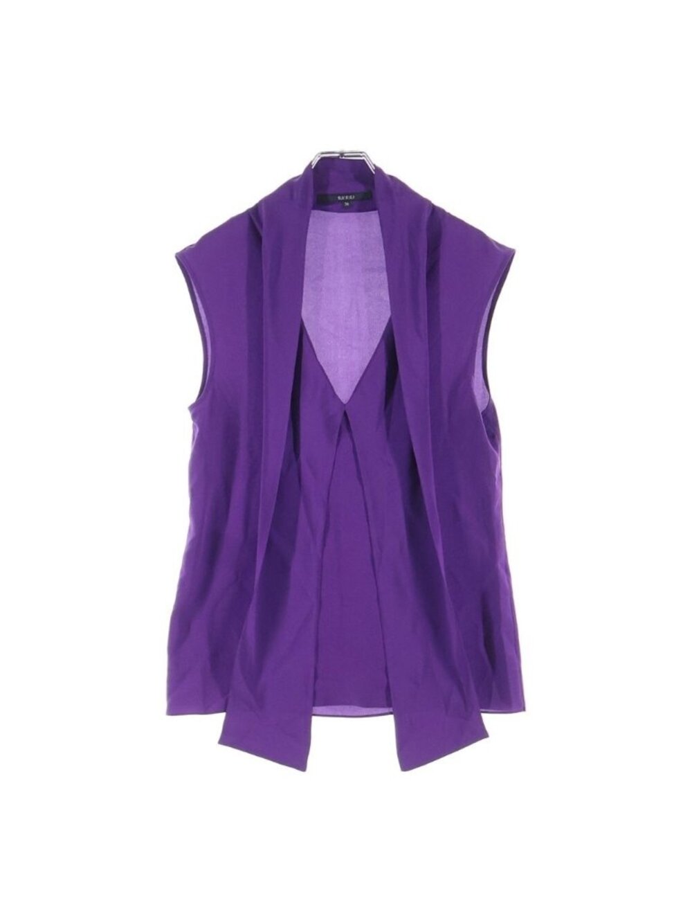 Gucci Sleeveless Drape Silk Blouse Purple 36